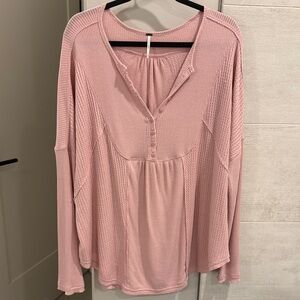 Free People Pink Waffle Knit Women's Top